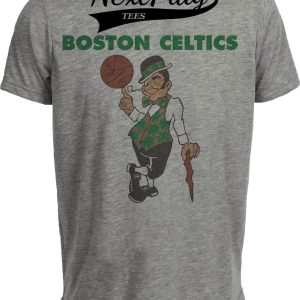 Boston Celtics Exclusive Retro Basketball Mascot 1960 Artwork Heather Gray Sublimated T-Shirt