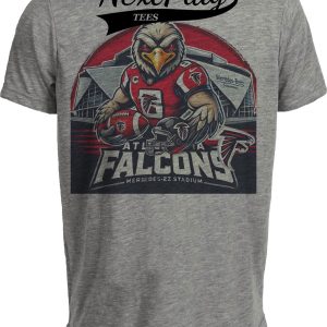 Atlanta Falcons Exclusive Retro Football Artwork Heather Gray Sublimated T-Shirt
