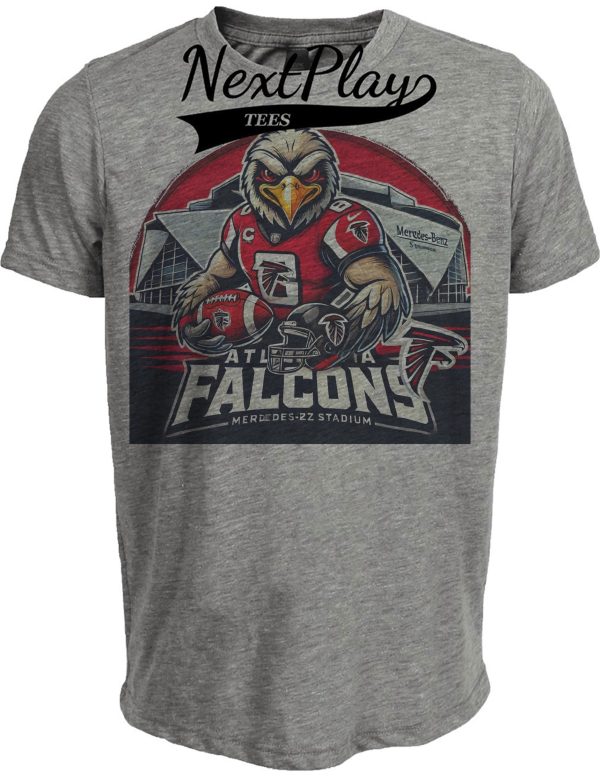 Atlanta Falcons Exclusive Retro Football Artwork Heather Gray Sublimated T-Shirt