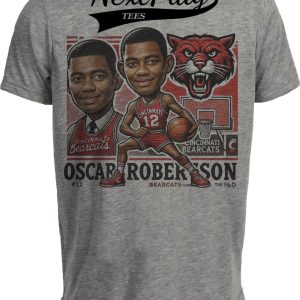 Cincinnati Bearcats Oscar Robertson Exclusive Retro Basketball 1958 Artwork Heather Gray Sublimated T-Shirt