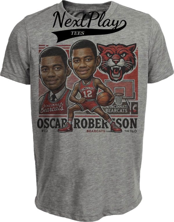 Cincinnati Bearcats Oscar Robertson Exclusive Retro Basketball 1958 Artwork Heather Gray Sublimated T-Shirt