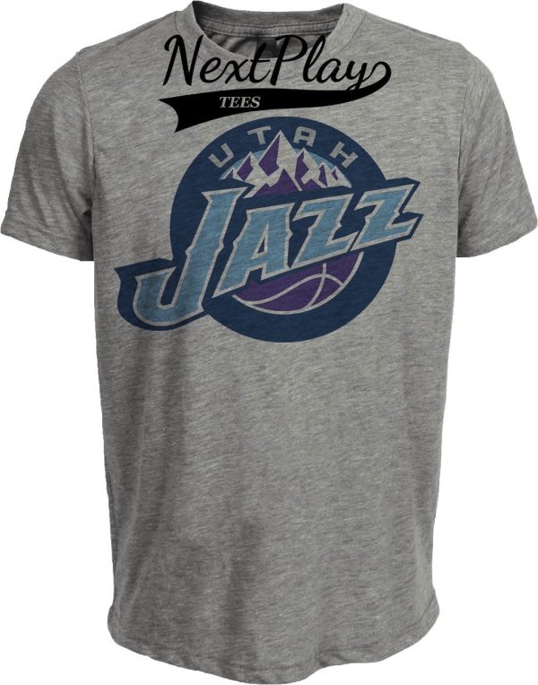 Utah Jazz Retro Basketball 2004 Artwork Heather Gray Sublimated T-Shirt