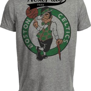 Boston Celtics Retro Basketball 1955 Artwork Heather Gray Sublimated T-Shirt