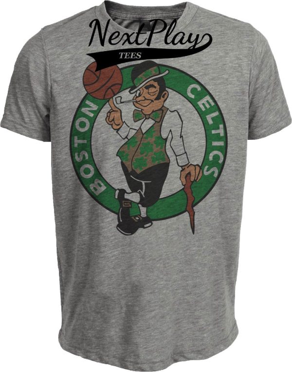 Boston Celtics Retro Basketball 1955 Artwork Heather Gray Sublimated T-Shirt