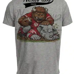 Indiana Hoosiers vs. Alabama Crimson Tide Playoffs Retro Rivalries Football Artwork Heather Gray Sublimated T-Shirt