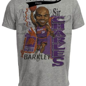 Phoenix Suns Retro Charles Barkley Basketball 1993 Artwork Heather Gray Sublimated T-Shirt