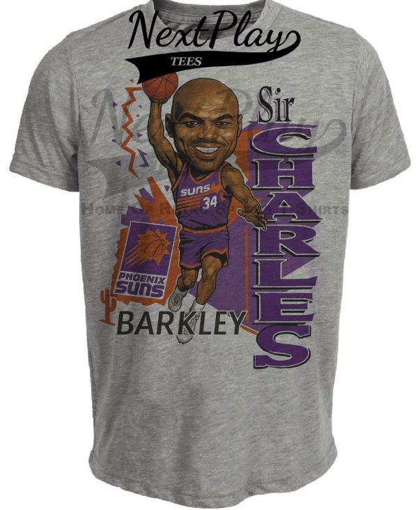 Phoenix Suns Retro Charles Barkley Basketball 1993 Artwork Heather Gray Sublimated T-Shirt