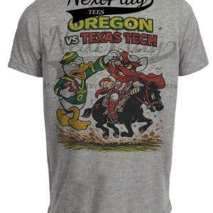 Oregon Ducks vs. Texas Tech Red Raiders Retro Rivalries Football Artwork Heather Gray Sublimated T-Shirt