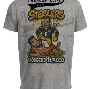 Pittsburgh Steelers Aaron Rodgers vs. Cincinnati Bengals Joe Flacco Exclusive Retro Rivalries Football Artwork Heather Gray Sublimated T-Shirt