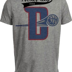 Detroit Pistons Retro Basketball D Ball Artwork Heather Gray Sublimated T-Shirt