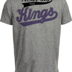 Sacramento Kings Retro Basketball Script Artwork Heather Gray Sublimated T-Shirt