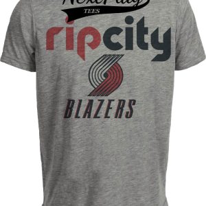 Portland Trailblazers Retro Basketball Rip City Artwork Heather Gray Sublimated T-Shirt
