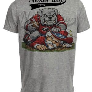Georgia Bulldogs vs. Ole Miss Rebels Playoffs Retro Rivalries Football Artwork Heather Gray Sublimated T-Shirt