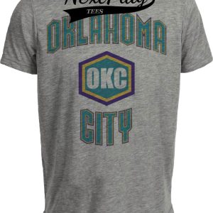 Oklahoma City Thunder Retro Basketball OKC Artwork Heather Gray Sublimated T-Shirt