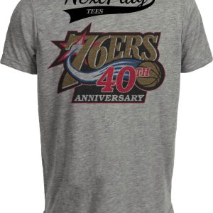 Philadelphia 76ers Retro Basketball 40th Anniversary Artwork Heather Gray Sublimated T-Shirt