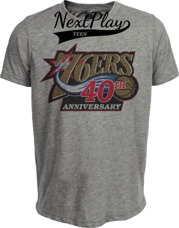 Philadelphia 76ers Retro Basketball 40th Anniversary Artwork Heather Gray Sublimated T-Shirt