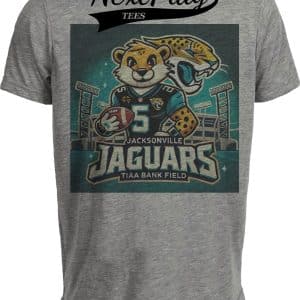 Jacksonville Jaguars Exclusive Retro Football Artwork Heather Gray Sublimated T-Shirt