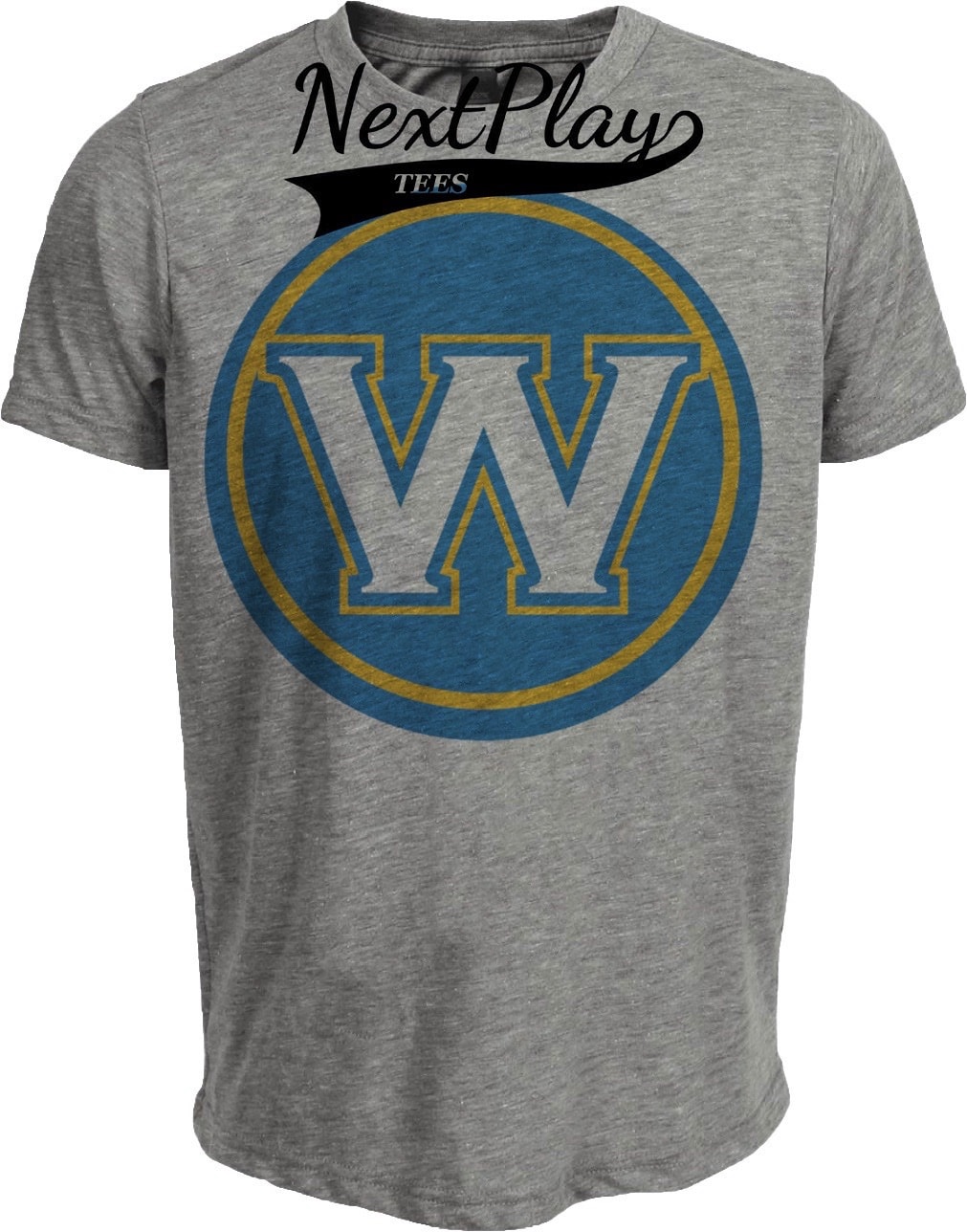 Golden State Warriors Retro Basketball Circle W Artwork Heather Gray Sublimated T-Shirt