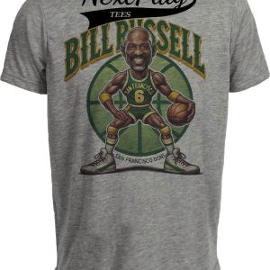 San Francisco Dons Bill Russell Exclusive Retro Basketball 1954 Artwork Heather Gray Sublimated T-Shirt