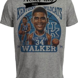 Kentucky Wildcats Kenny Walker Exclusive Retro Basketball 1982 Artwork Heather Gray Sublimated T-Shirt