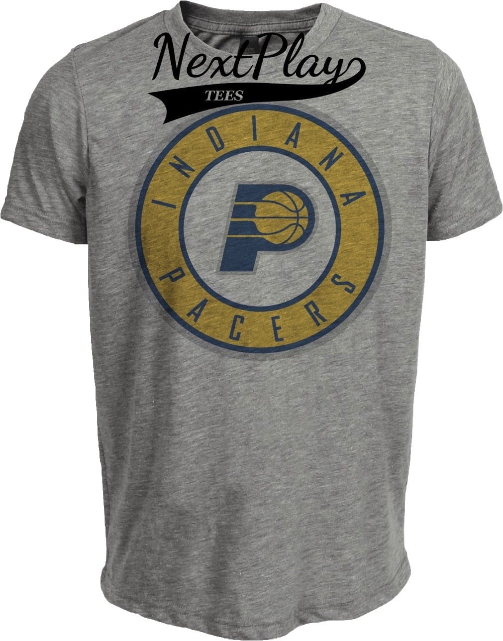 Indiana Pacers Retro Basketball Circle Artwork Heather Gray Sublimated T-Shirt