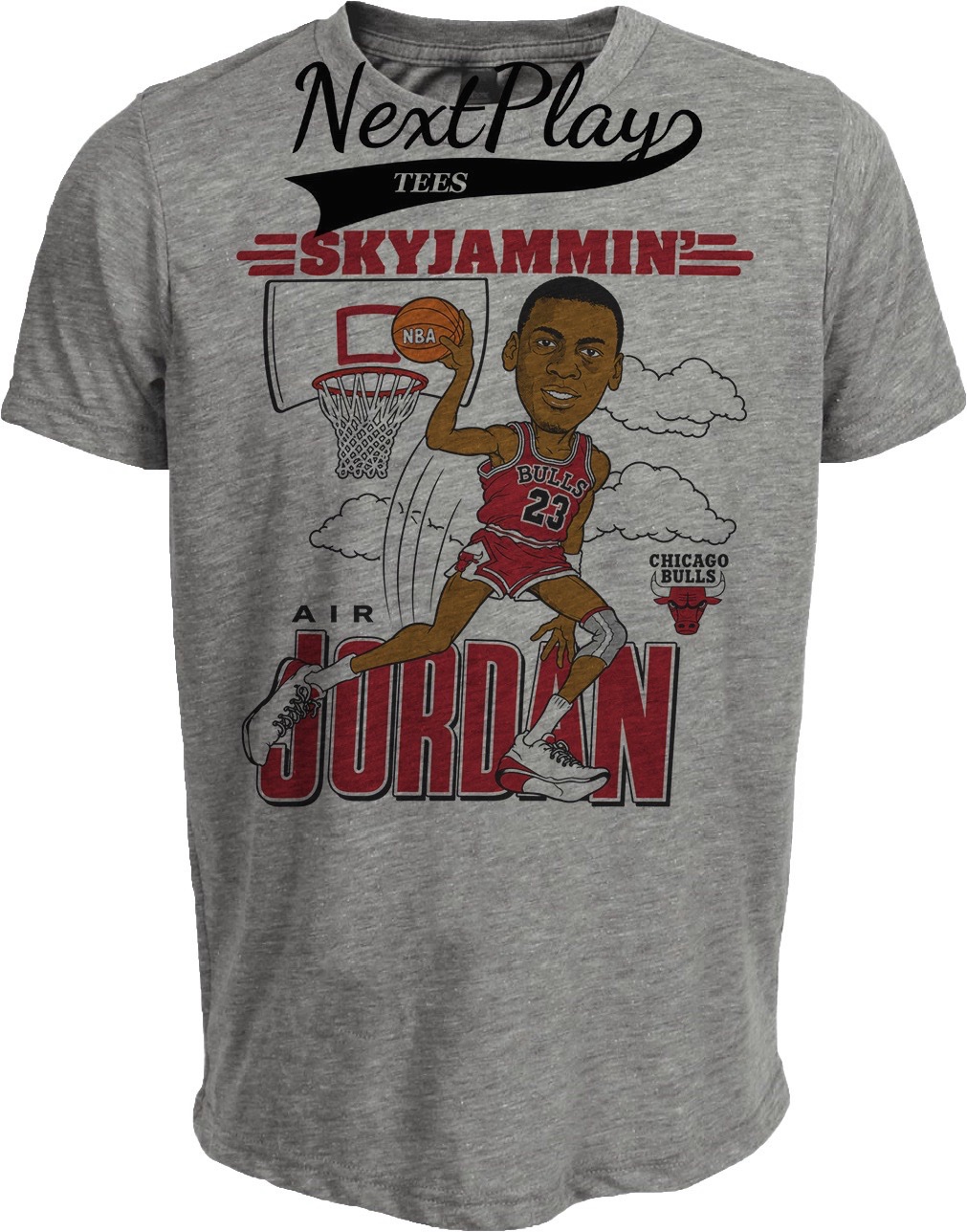 Chicago Bulls Michael Jordan Retro Basketball 1987 Artwork Heather Gray Sublimated T-Shirt