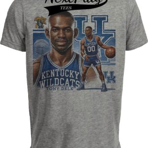 Kentucky Wildcats Tony Delk Exclusive Retro Basketball Artwork Heather Gray Sublimated T-Shirt