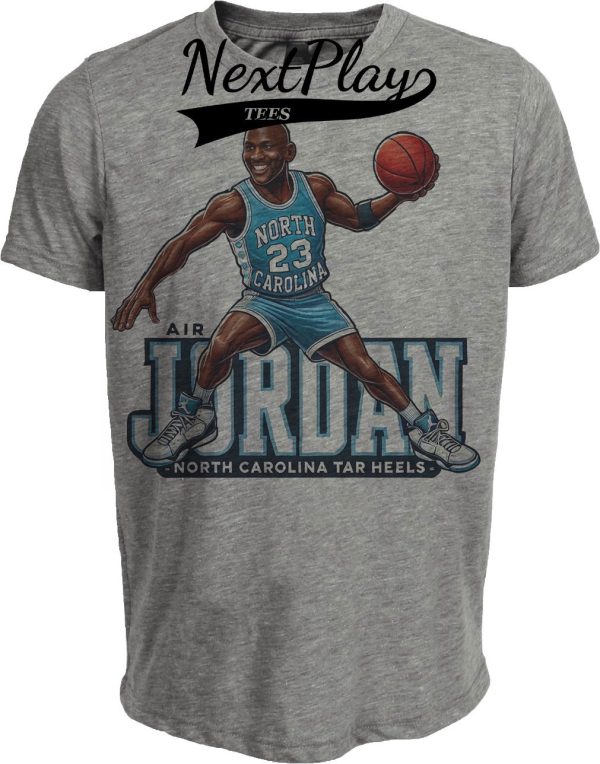 North Carolina Tar Heels Michael Jordan Exclusive Retro Basketball 1982 Artwork Heather Gray Sublimated T-Shirt