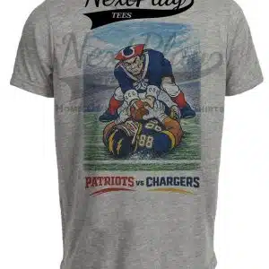 New England Patriots vs. Los Angeles Chargers Rivals Football Gray Sublimated T-Shirt