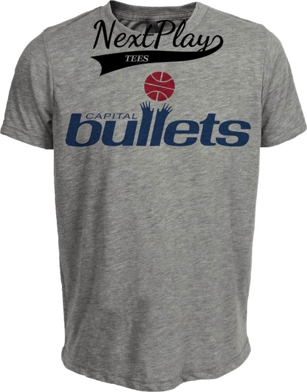 Washington Capital Bullets Wizards Retro Basketball Artwork Heather Gray Sublimated T-Shirt