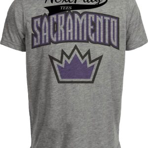 Sacramento Kings Retro Basketball 2002 Artwork Heather Gray Sublimated T-Shirt