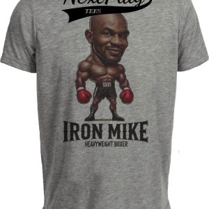 Iron Mike Tyson Exclusive Retro Heavyweight Boxer Artwork Heather Gray Sublimated T-Shirt
