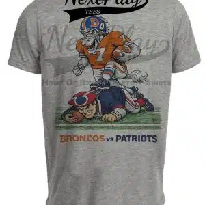 Denver Broncos vs. New England Patriots Rivals Football Gray Sublimated T-Shirt