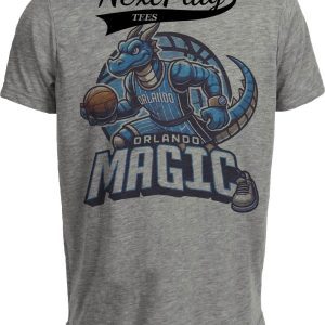 Orlando Magic Exclusive Retro Basketball Mascot Artwork Heather Gray Sublimated T-Shirt