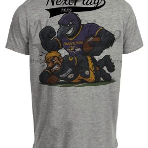 Baltimore Ravens vs. Pittsburgh Steelers Exclusive Retro Rivalries Football Artwork Heather Gray Sublimated T-Shirt