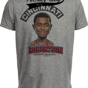 Cincinnati Bearcats Oscar Robertson Exclusive Retro Basketball 1957 Artwork Heather Gray Sublimated T-Shirt