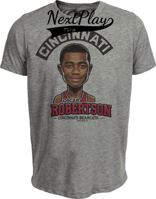 Cincinnati Bearcats Oscar Robertson Exclusive Retro Basketball 1957 Artwork Heather Gray Sublimated T-Shirt