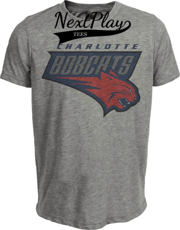 Charlotte Hornets Bobcats Exclusive Retro Basketball 2005 Artwork Heather Gray Sublimated T-Shirt