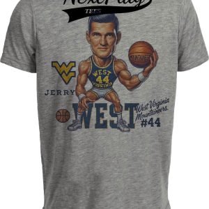 West Virginia Mountaineers Jerry West Exclusive Retro Basketball 1957 Artwork Heather Gray Sublimated T-Shirt