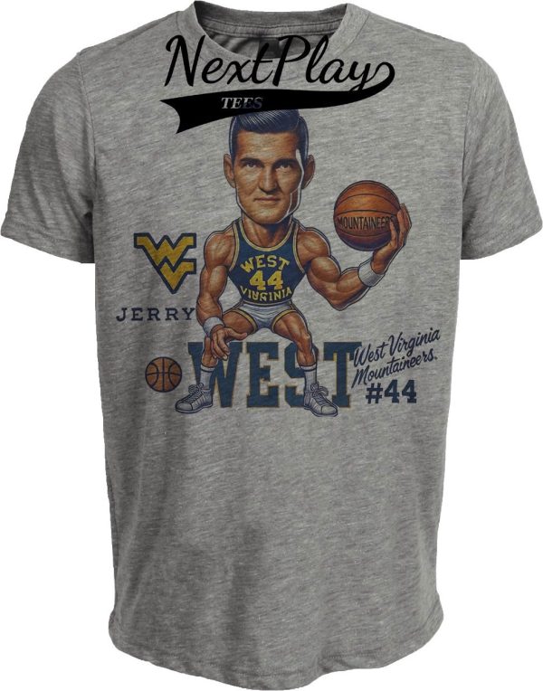 West Virginia Mountaineers Jerry West Exclusive Retro Basketball 1957 Artwork Heather Gray Sublimated T-Shirt