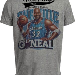 Orlando Magic Shaquille O’Neal Exclusive Retro Basketball 1994 Artwork Heather Gray Sublimated T-Shirt