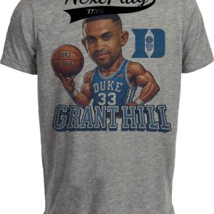 Duke Blue Devils Grant Hill Exclusive Retro Basketball 1992 Artwork Heather Gray Sublimated T-Shirt