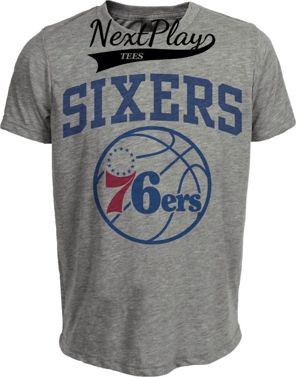 Philadelphia 76ers Retro Basketball 1984 Artwork Heather Gray Sublimated T-Shirt