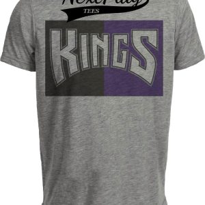 Sacramento Kings Retro Basketball Black Purple Split Artwork Heather Gray Sublimated T-Shirt