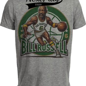San Francisco Dons Bill Russell Exclusive Retro Basketball 1956 Artwork Heather Gray Sublimated T-Shirt