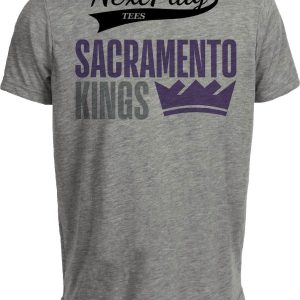 Sacramento Kings Retro Basketball Crown Artwork Heather Gray Sublimated T-Shirt
