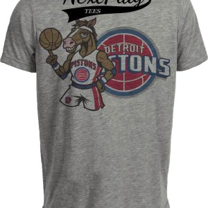 Detroit Pistons Exclusive Retro Basketball Mascot 1991 Artwork Heather Gray Sublimated T-Shirt