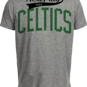 Boston Celtics Exclusive Retro Basketball Jersey Lettering Artwork Heather Gray Sublimated T-Shirt
