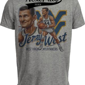 West Virginia Mountaineers Jerry West Exclusive Retro Basketball 1959 Artwork Heather Gray Sublimated T-Shirt