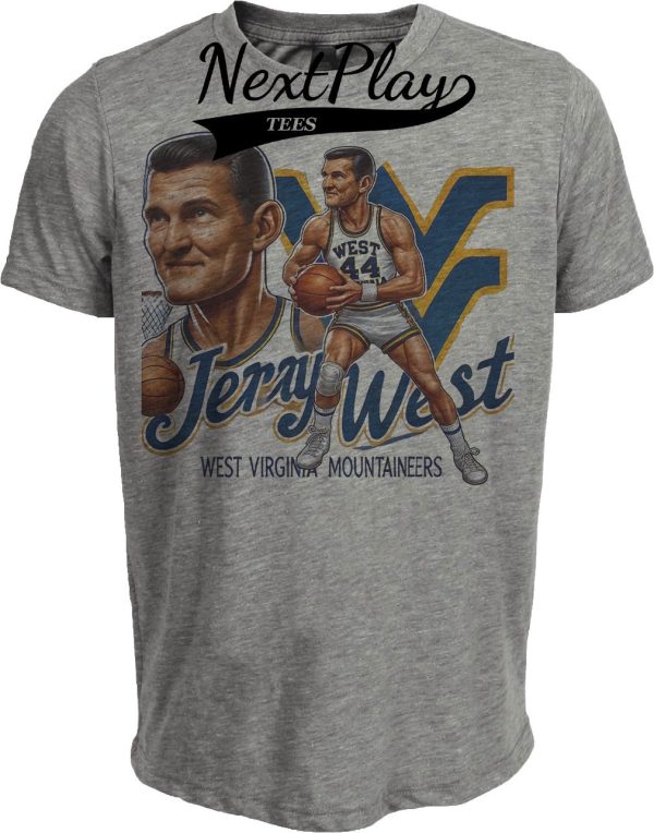 West Virginia Mountaineers Jerry West Exclusive Retro Basketball 1959 Artwork Heather Gray Sublimated T-Shirt